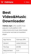 How vidmate.bar looks like on a mobile device such as an iPhone.