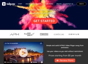 How vidyome.com looks like on a tablet such as an iPad.