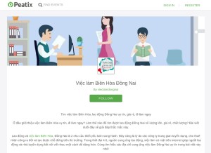 How vieclamdongnai.peatix.com looks like on a tablet such as an iPad.