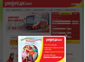 How vietjetair.com looks like on a tablet such as an iPad.