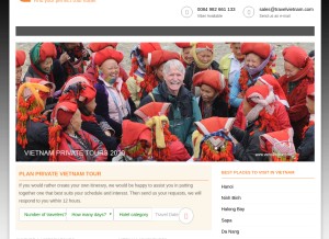 How vietnamtour.com looks like on a tablet such as an iPad.