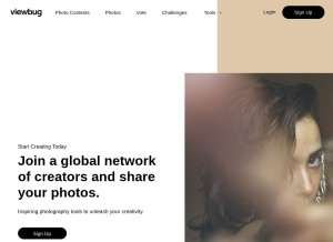 How viewbug.com looks like on a tablet such as an iPad.