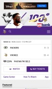 How vikings.com looks like on a mobile device such as an iPhone.
