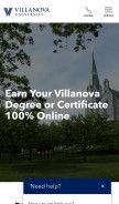 How villanovau.com looks like on a mobile device such as an iPhone.