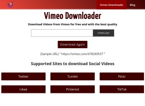 How vimeotomp4.com looks like on a tablet such as an iPad.