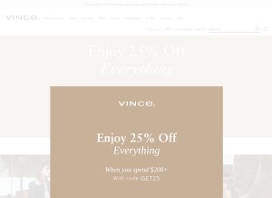 How vince.com looks like on a tablet such as an iPad.