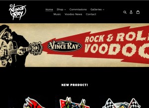 How vinceray.com looks like on a tablet such as an iPad.