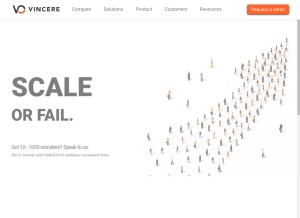 How vincere.io looks like on a tablet such as an iPad.