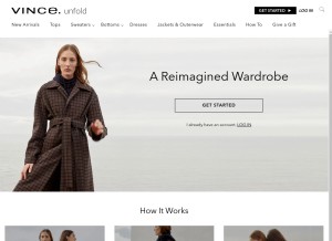 How vinceunfold.com looks like on a tablet such as an iPad.