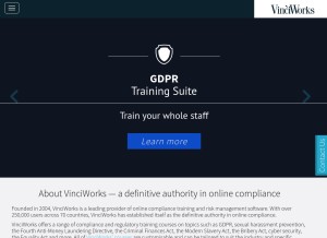 How vinciworks.com looks like on a tablet such as an iPad.