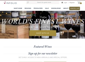 How vinfolio.com looks like on a tablet such as an iPad.