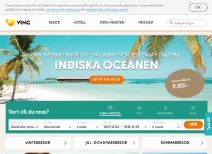 How ving.se looks like on a tablet such as an iPad.