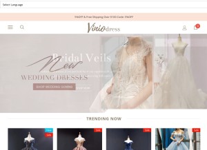 How viniodresses.com looks like on a tablet such as an iPad.