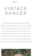 How vintagedancer.com looks like on a mobile device such as an iPhone.
