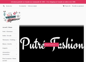 How vintageromance.ca looks like on a tablet such as an iPad.