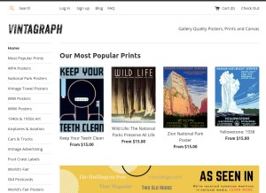 How vintagraph.com looks like on a tablet such as an iPad.