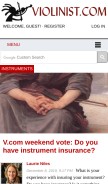 How violinist.com looks like on a mobile device such as an iPhone.