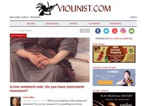 How violinist.com looks like on a tablet such as an iPad.