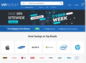 How vipoutlet.com looks like on a tablet such as an iPad.