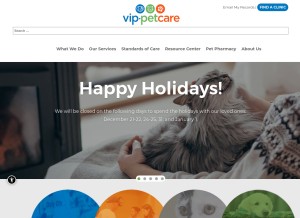 How vippetcare.com looks like on a tablet such as an iPad.