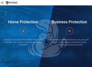 How vipre.com looks like on a tablet such as an iPad.