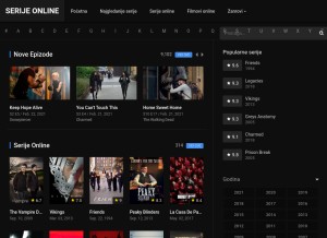 How vipserije.com looks like on a tablet such as an iPad.