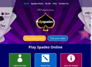 How vipspades.com looks like on a tablet such as an iPad.