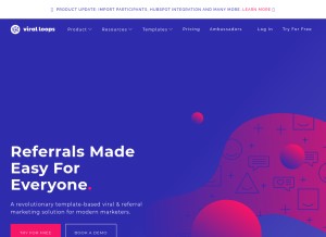 How viral-loops.com looks like on a tablet such as an iPad.