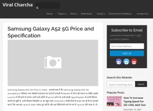 How viralcharcha.xyz looks like on a tablet such as an iPad.