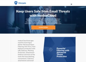 How vircom.com looks like on a tablet such as an iPad.