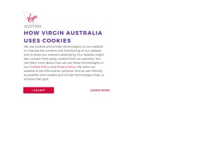 How virginaustralia.com looks like on a tablet such as an iPad.
