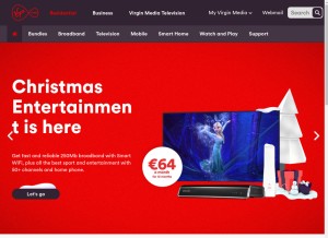 How virginmedia.ie looks like on a tablet such as an iPad.