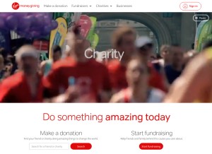 How virginmoneygiving.com looks like on a tablet such as an iPad.
