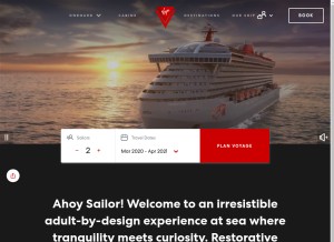 How virginvoyages.com looks like on a tablet such as an iPad.