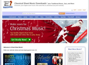 How virtualsheetmusic.com looks like on a tablet such as an iPad.