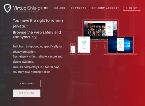 How virtualshield.com looks like on a tablet such as an iPad.