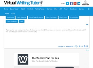 How virtualwritingtutor.com looks like on a tablet such as an iPad.