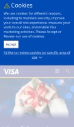 How visa.com looks like on a mobile device such as an iPhone.