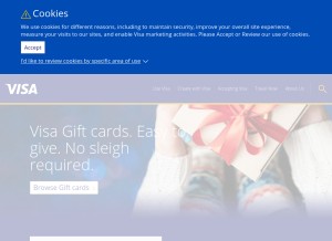 How visa.com looks like on a tablet such as an iPad.