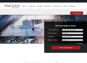 How visacentral.com looks like on a tablet such as an iPad.