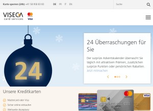 How viseca.ch looks like on a tablet such as an iPad.
