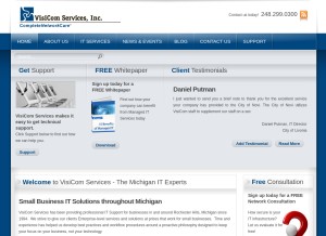 How visicomsvc.com looks like on a tablet such as an iPad.