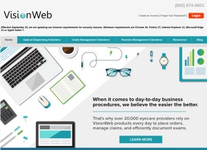 How visionweb.com looks like on a tablet such as an iPad.