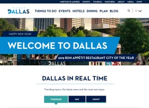 How visitdallas.com looks like on a tablet such as an iPad.