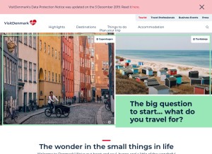 How visitdenmark.com looks like on a tablet such as an iPad.