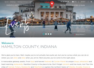 How visithamiltoncounty.com looks like on a tablet such as an iPad.