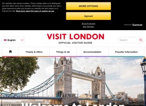 How visitlondon.com looks like on a tablet such as an iPad.