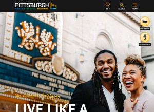 How visitpittsburgh.com looks like on a tablet such as an iPad.