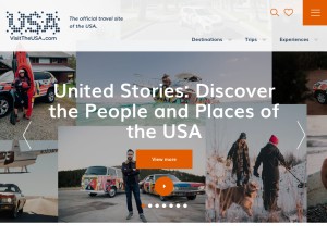 How visittheusa.com looks like on a tablet such as an iPad.
