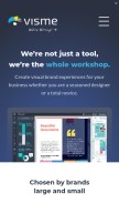 How visme.co looks like on a mobile device such as an iPhone.